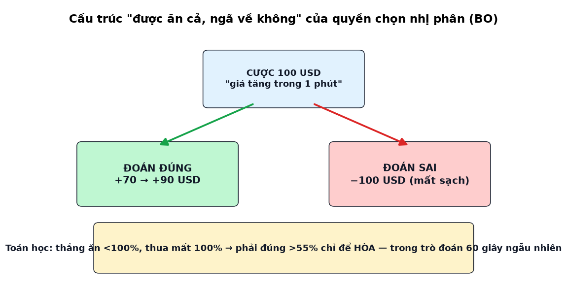 Cơ chế cược quyền chọn nhị phân của Hitoption: thắng ăn 95% thua mất 100%