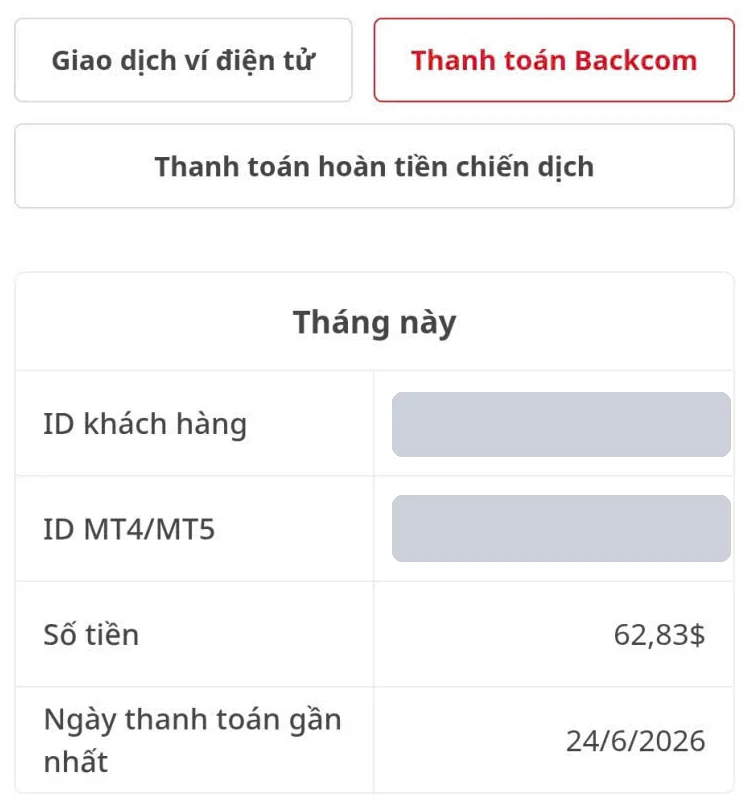 XM backcom payment of 62,83 USD on 24/06/2026, client ID masked
